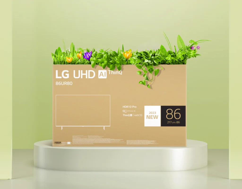 lg uhd ai thinq tv with cute tree