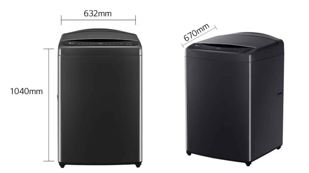 LG Subscribe Top Load washer 20kg TV2520SV9KR dimensions